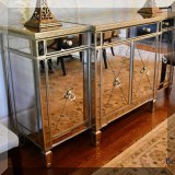 F33. Mirrored sideboard. 38”h x 71”w x 20”d 